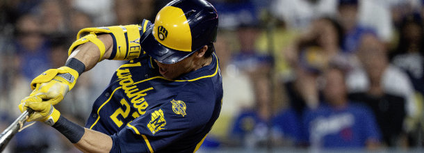 Milwaukee Brewers baseball star Yelich in action in an MLB game