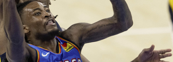 Oklahoma City Thunder basketball star Cason Wallace in action in a WNBA game