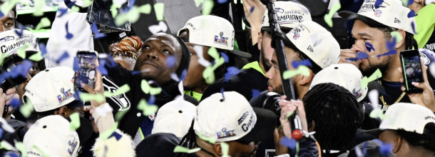 Seattle Seahawks-Spieler feiern den Super Bowl-Sieg