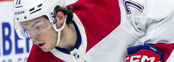 Montreal Canadiens ice hockey star Jake Evans in action in the NHL