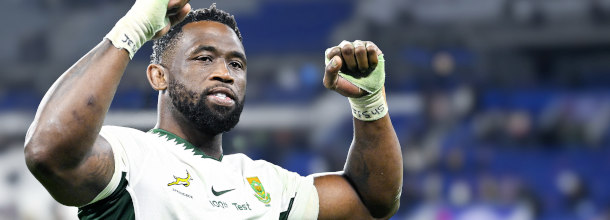 Südafrika Rugby Union-Star Kolisi feiert einen Sieg