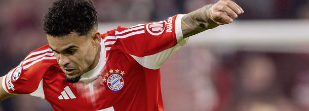 FC Bayern Fussballstar Luis Diaz im EInsatz in der Bundesliga